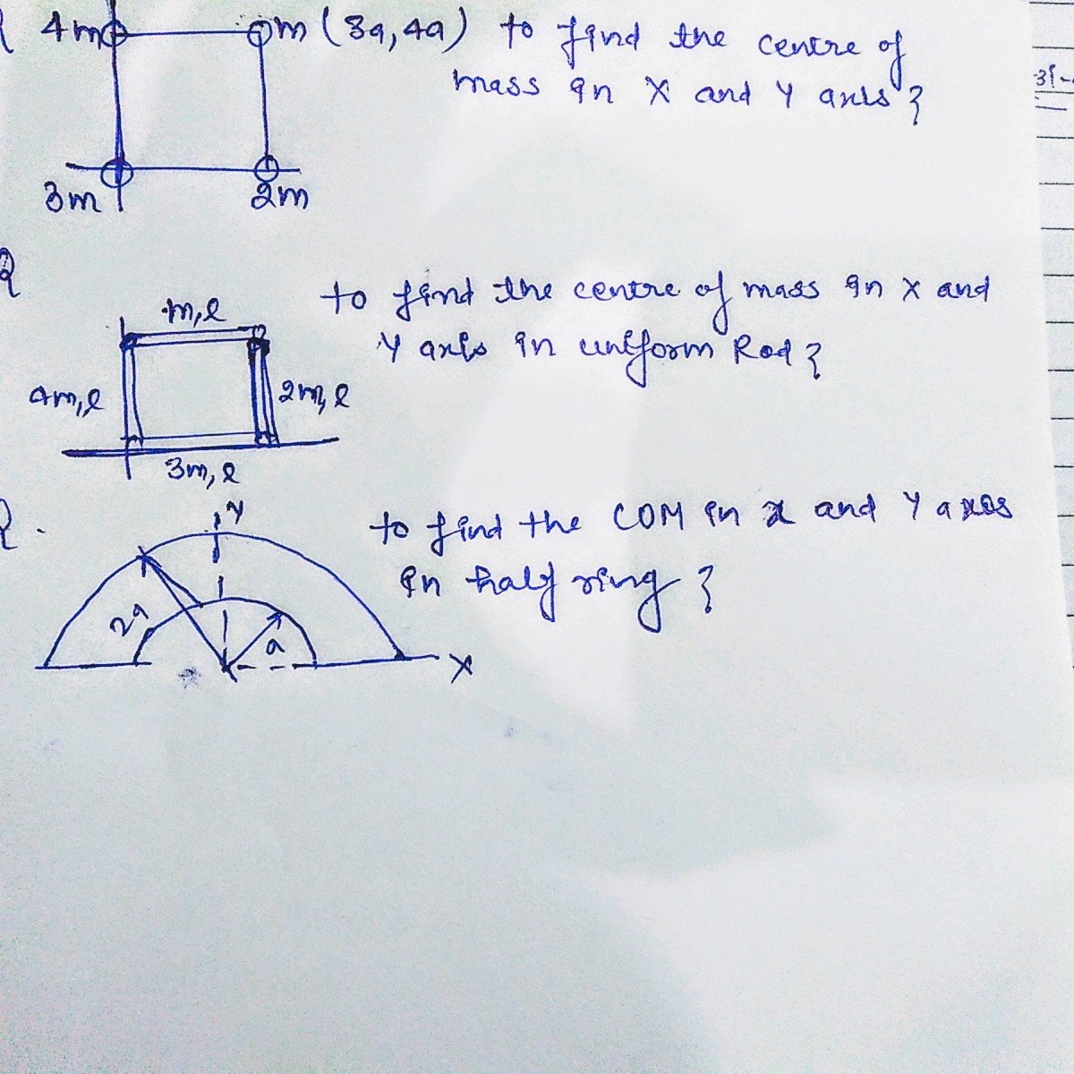 Question image for To find the centre of Mass in each case given in